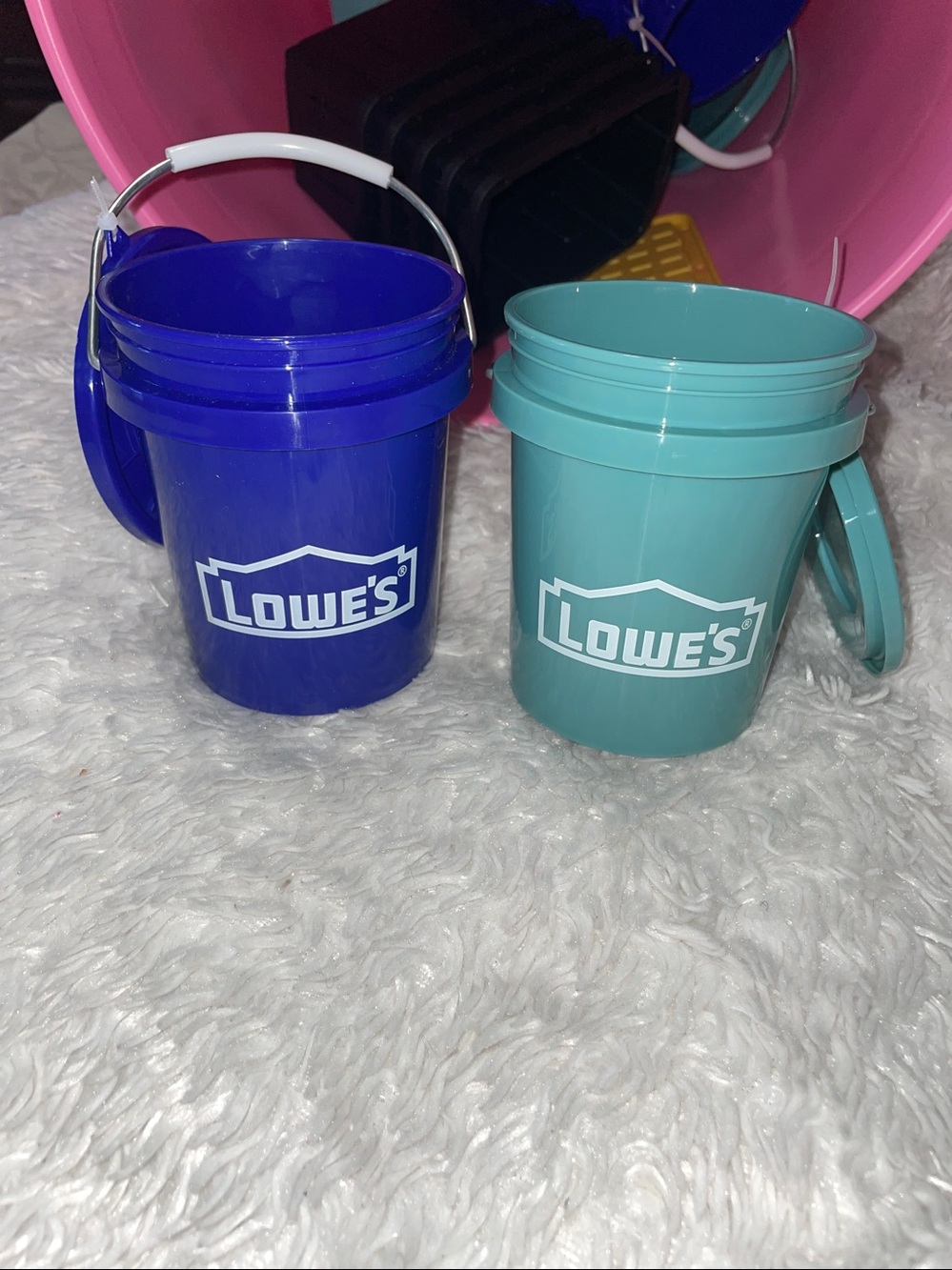 2 Lowes NWT Mini Bucket with Lid Teal & Blue BPA-Free Food Safe Plastic